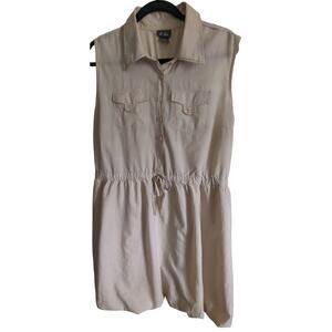 Dots Women's Plus Size 2X Sleeveless Button Down Tan Dress